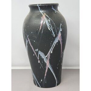 Large Art Stoneware‎ Vase With Abstract Splatter Design Harris Potteries Chicago